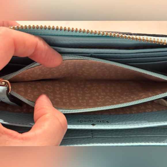 Kate Spade Wellesley Neda Leather Zip Around Wallet in Robins Egg Blue/Tiffany - Picture 7 of 9